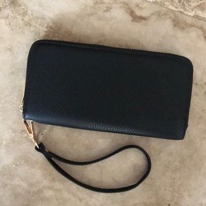 Black Leather Wristlet
